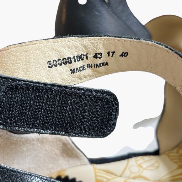 FLY London Yake Perforated Leather Wedge Sandals Black‎ Nubuck Sz 40 White Sole - Picture 16 of 16